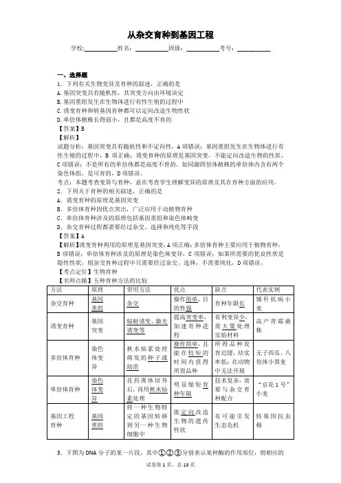 人教版 从杂交育种到基因工程 单元测试 (6)