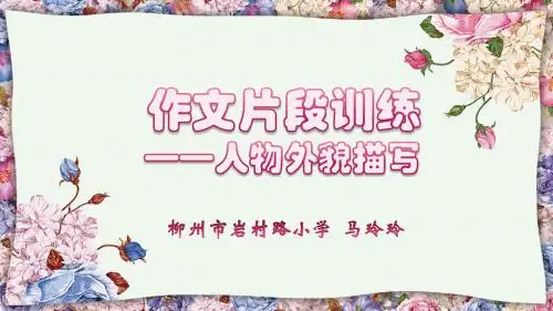 微课：作文片段训练——人物外貌描写