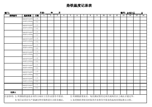 烙铁测试记录表