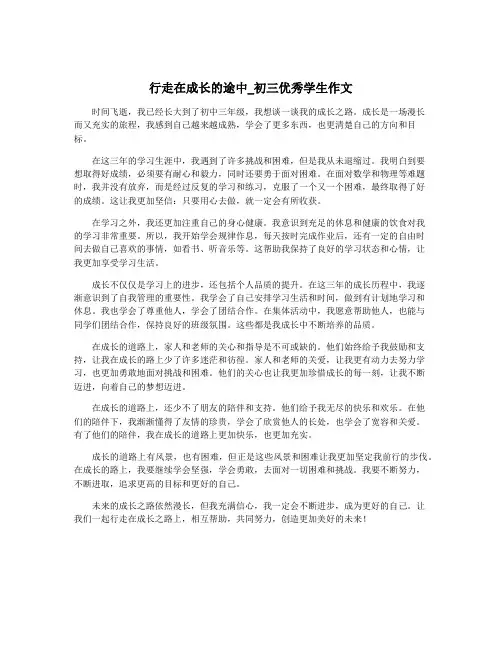 行走在成长的途中_初三优秀学生作文