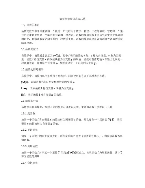 数学函数知识点大总结