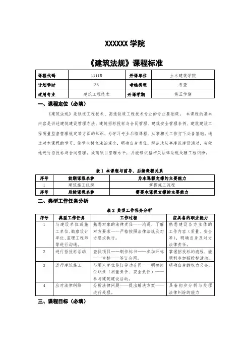 《建筑法规》课程标准