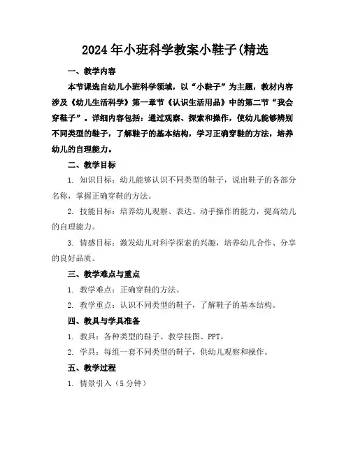 2024年小班科学教案小鞋子(精选
