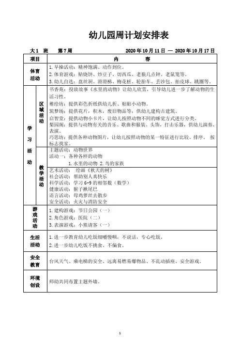 幼儿园周计划 (11)
