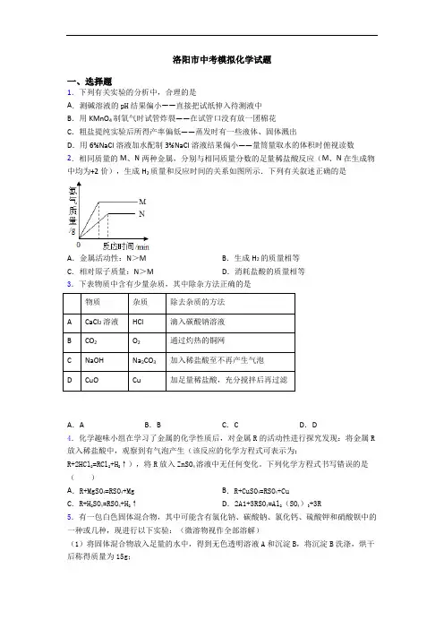 洛阳市中考模拟化学试题