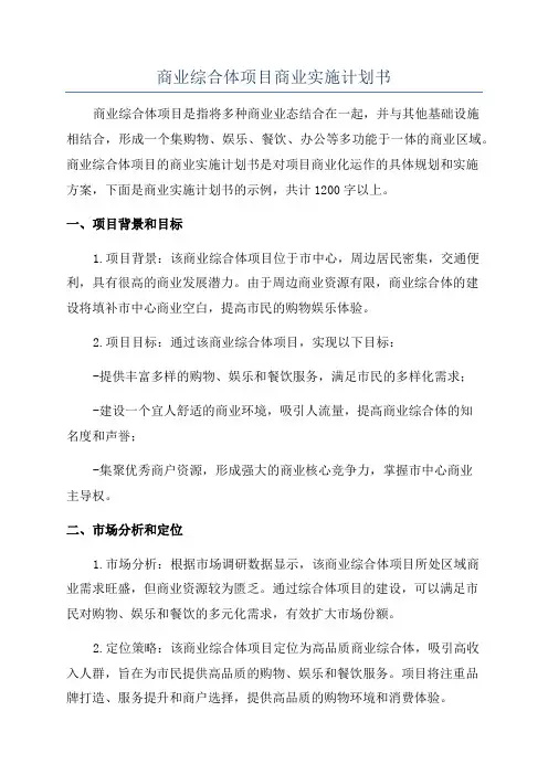 商业综合体项目商业实施计划书