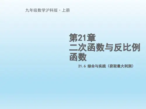 数学沪科版九年级(上册)21.6综合与实践--获取最大利润