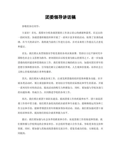 团委领导讲话稿
