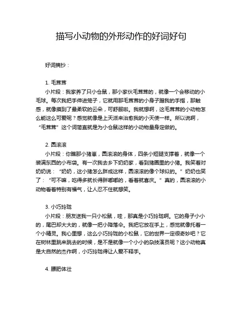 描写小动物的外形动作的好词好句