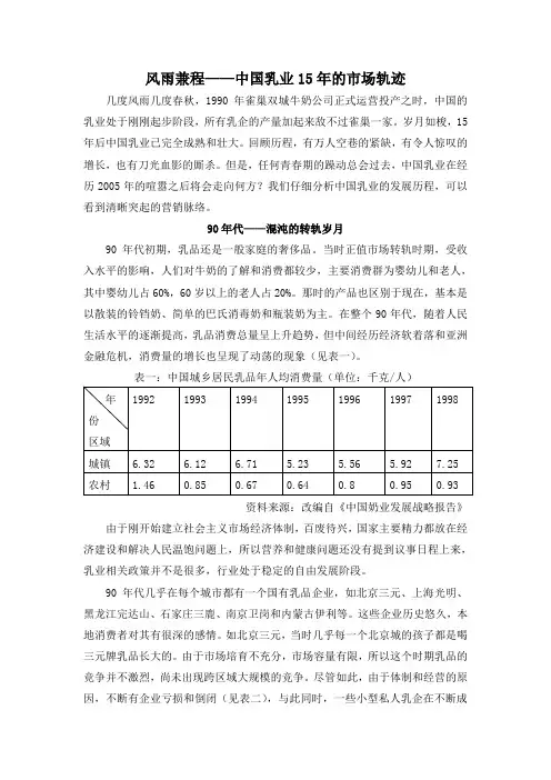 中国乳业15年的市场