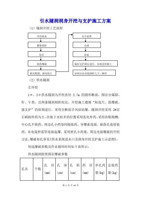 引水隧洞洞身开挖与支护施工方案