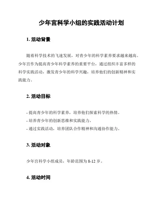 少年宫科学小组的实践活动计划