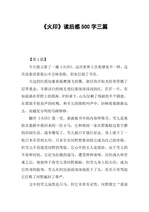 《火印》读后感500字三篇