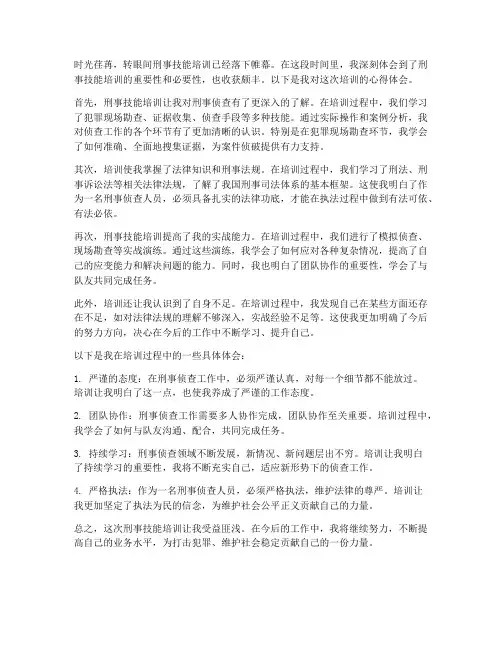 刑事技能培训心得体会范文