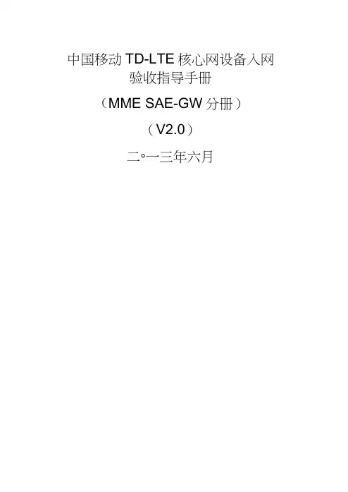 中国移动TDLTE核心网设备入网验收指导手册MME、SAEGW分册v