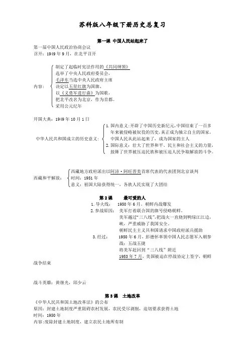 苏科版八年级下册历史总复习