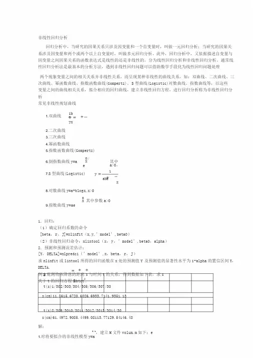 非线性回归分析(常见曲线与方程)