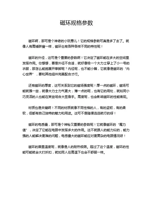 磁环规格参数