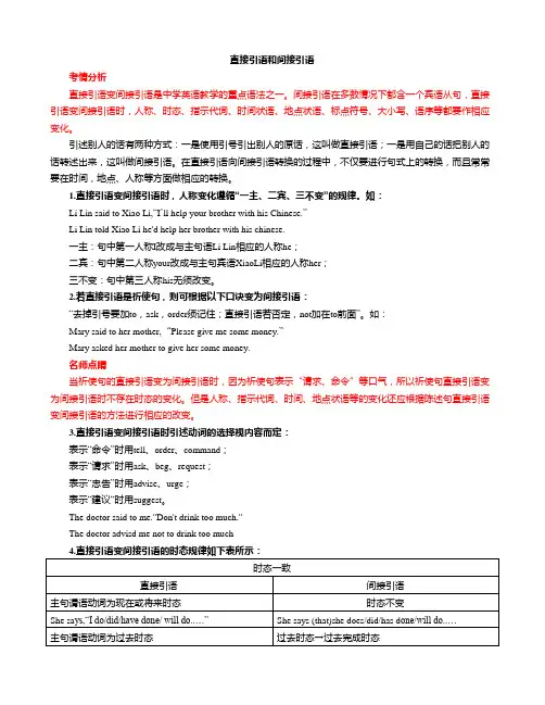 牛津译林版 Module4Unit1语法梳理(直接引语和间接引语)