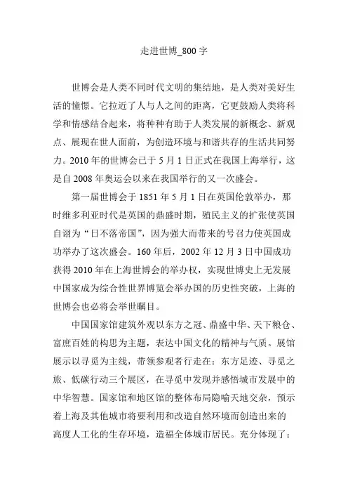 走进世博_800字