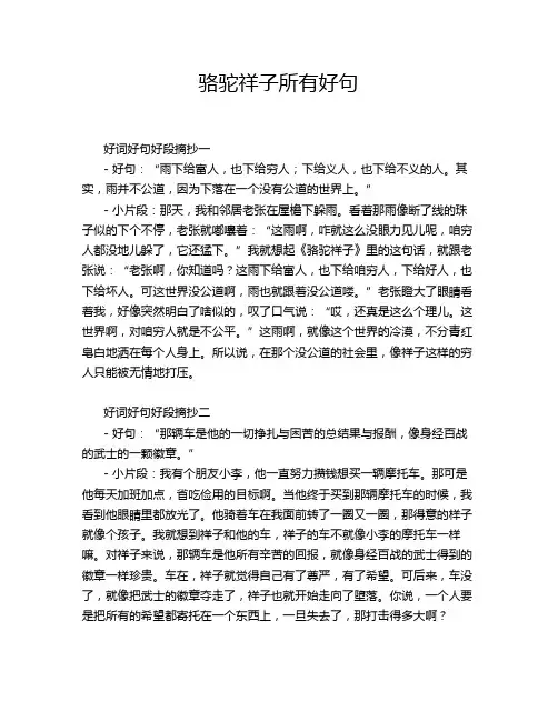 骆驼祥子所有好句