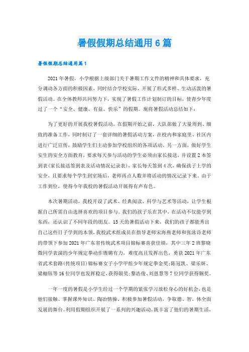 暑假假期总结通用6篇
