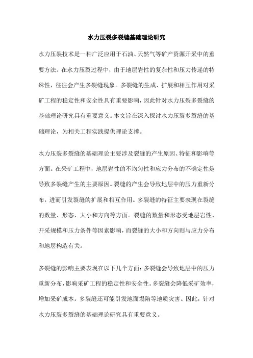 水力压裂多裂缝基础理论研究