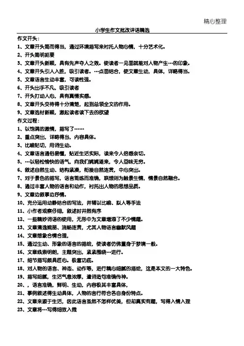 重点小学生获奖作文批改评语精选(全)
