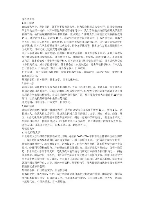 关于日语专业考研院校分析一览表