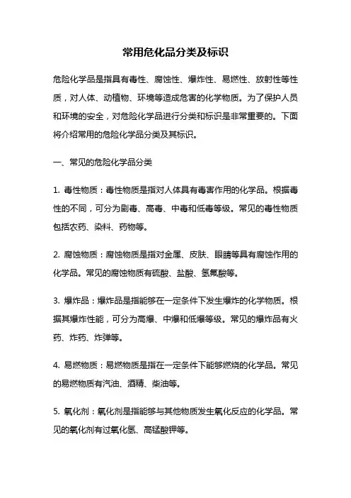 常用危化品分类及标识