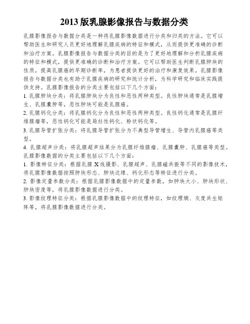 2013版乳腺影像报告与数据分类