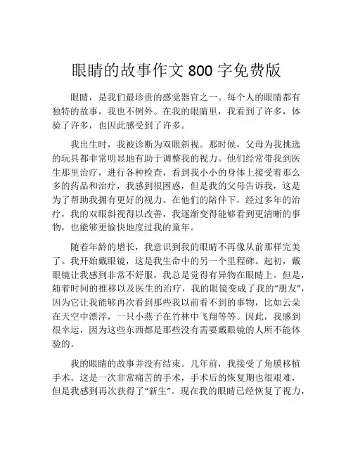 眼睛的故事作文800字免费版