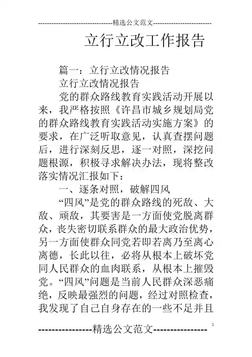 立行立改工作报告