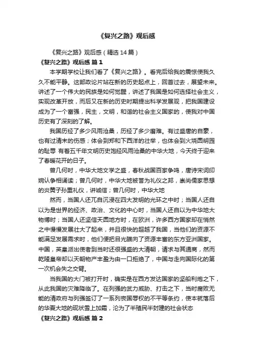 《复兴之路》观后感（精选14篇）