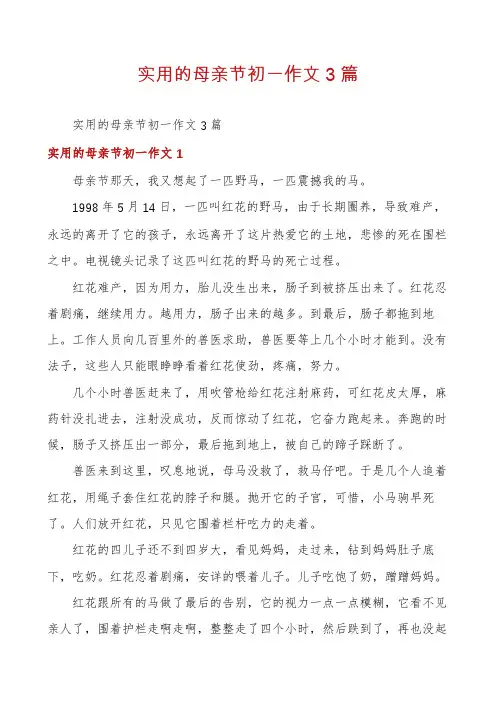 实用的母亲节初一作文3篇