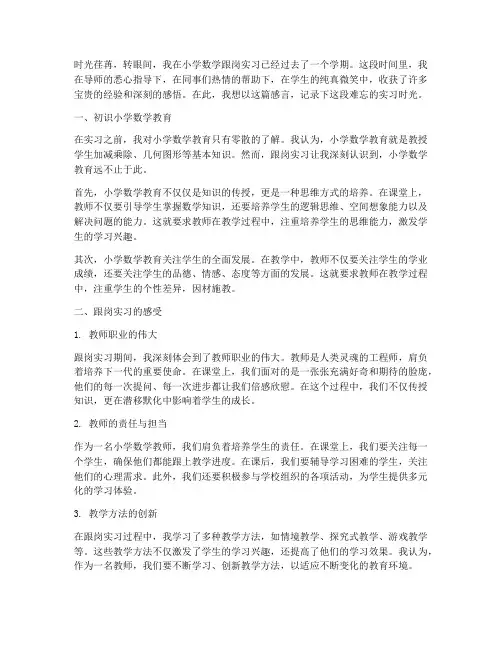 小学数学跟岗教师感言