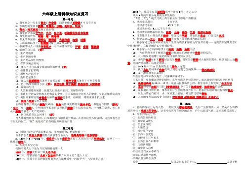 苏教版小学科学六年级上下两册复习资料-dai