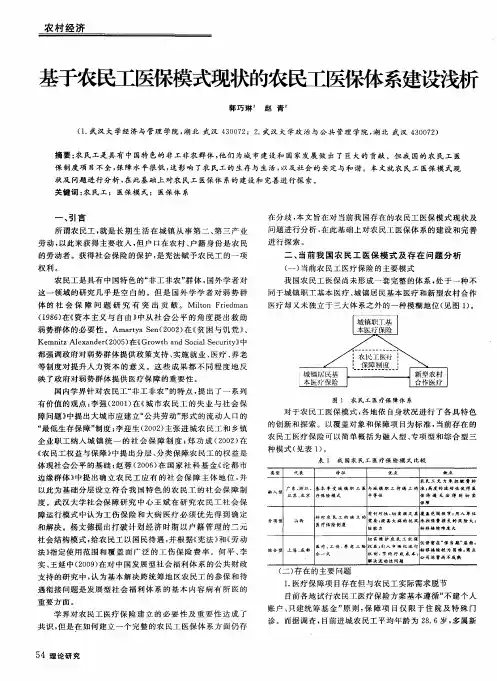 基于农民工医保模式现状的农民工医保体系建设浅析