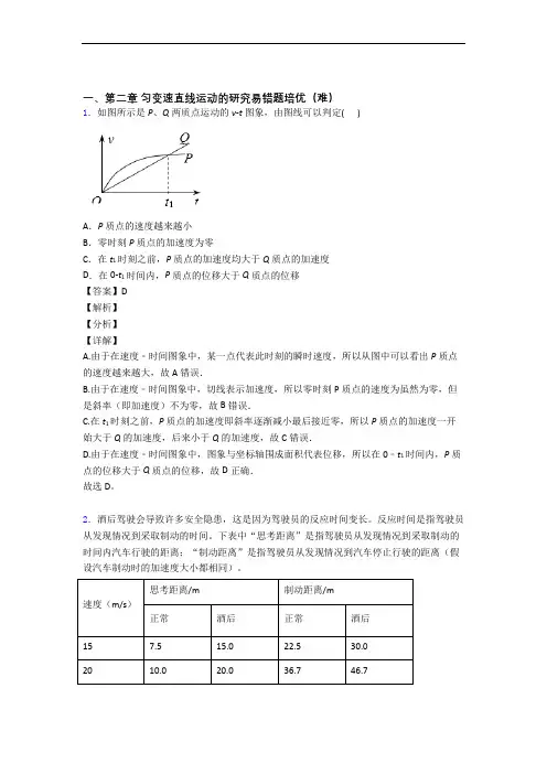人教版高一物理上册 第二章 匀变速直线运动单元测试题(Word版 含解析)