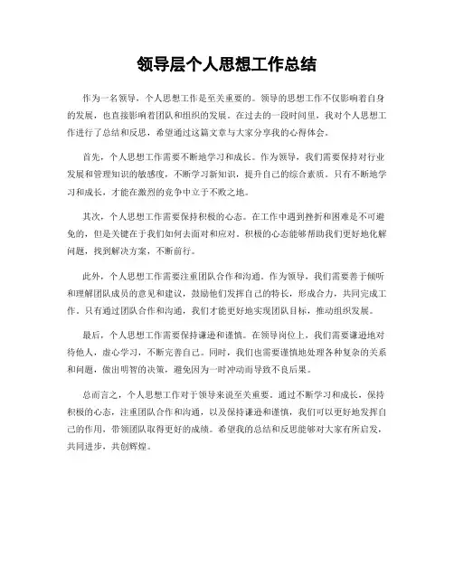 领导层个人思想工作总结