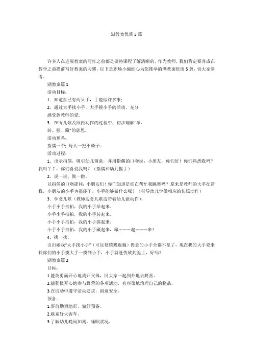 湖教案优质5篇