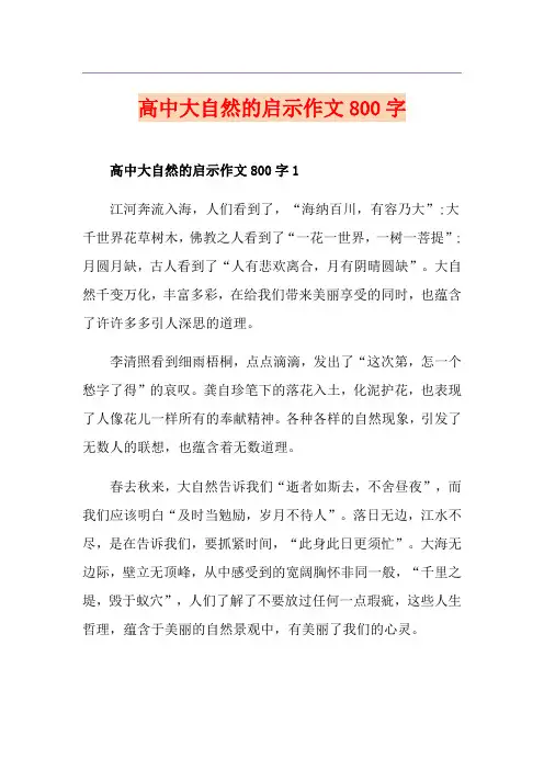 高中大自然的启示作文800字
