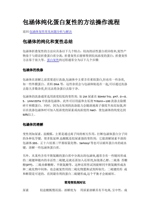 包涵体纯化蛋白复性的方法操作流程