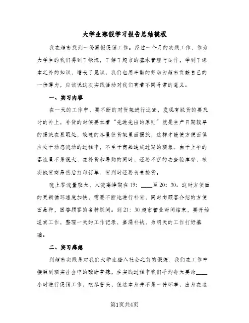 大学生寒假学习报告总结模板（2篇）