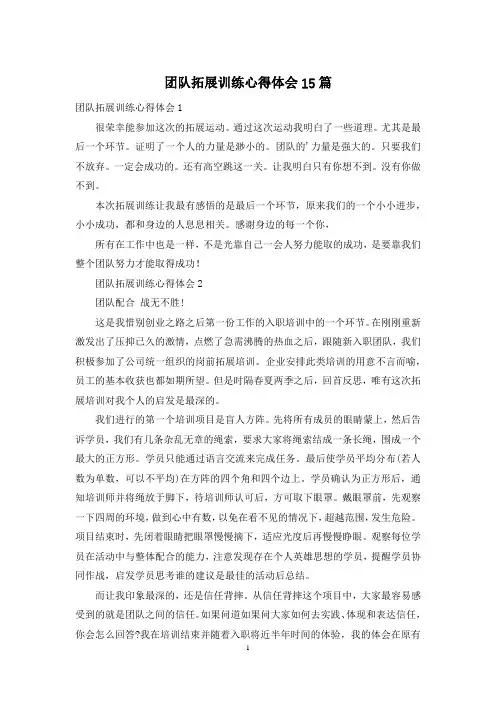 团队拓展训练心得体会15篇
