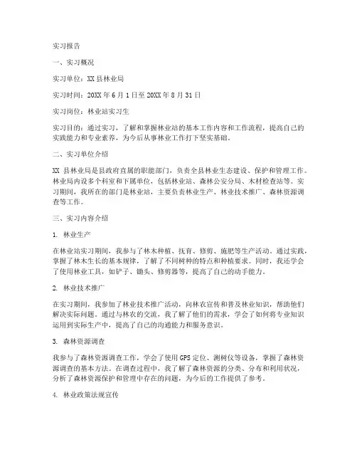 大学生林业站实习报告