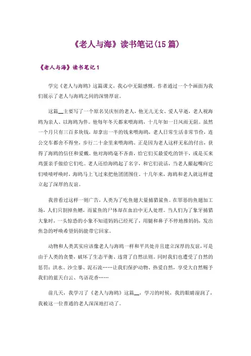 《老人与海》读书笔记(15篇)