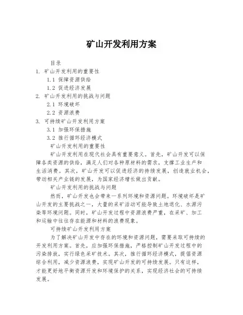 矿山开发利用方案