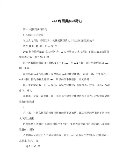 cad制图员实习周记