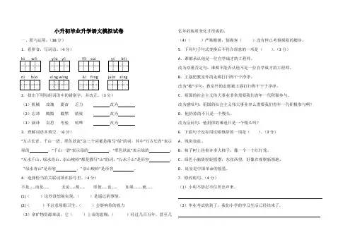 六年级下册语文试题-小升初毕业升学考试语文模拟试卷  全国通用(含答案)